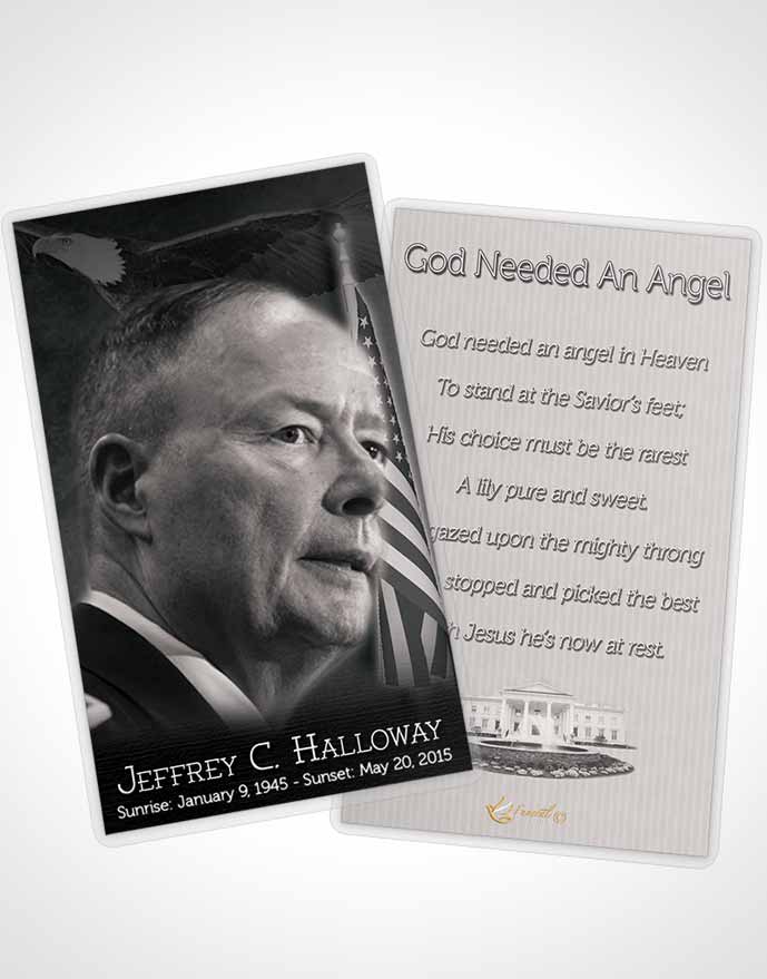 Funeral Prayer Card Template American Black and White Glory