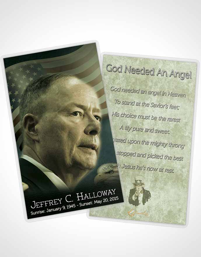 Funeral Prayer Card Template American Emerald Pride
