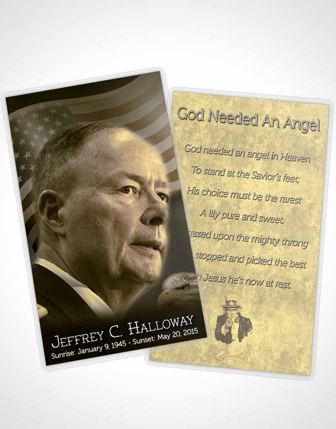 Funeral Prayer Card Template American Golden Pride