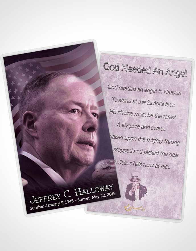 Funeral Prayer Card Template American Lavender Pride