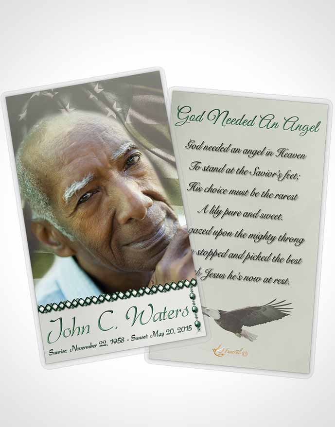 Funeral Prayer Card Template American Life Emerald Love