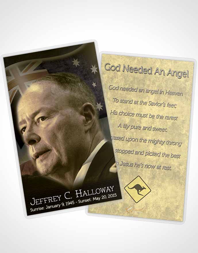 Funeral Prayer Card Template Australian Golden Love