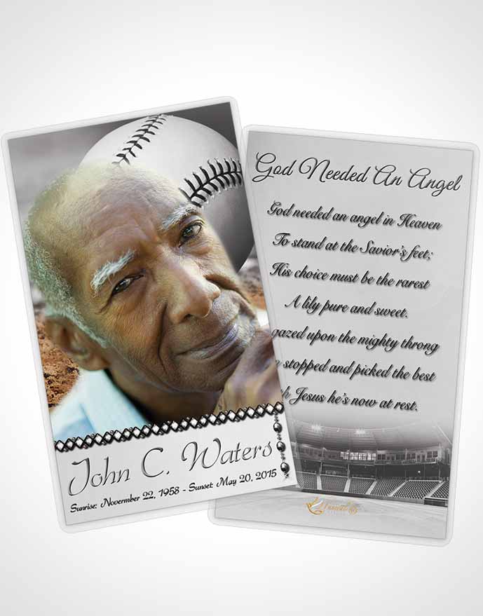 Funeral Prayer Card Template Baseball Day Black and White