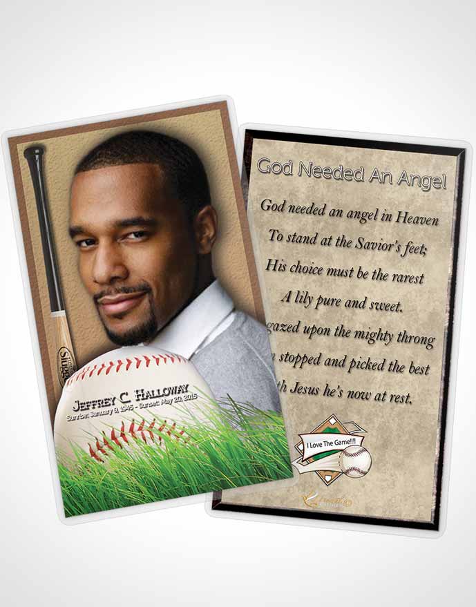 Funeral Prayer Card Template Beach Front Baseball Star Dark