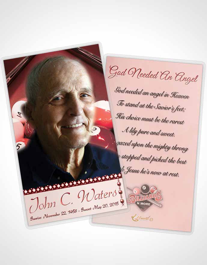 Funeral Prayer Card Template Billiards Fantasy Ruby Sunrise