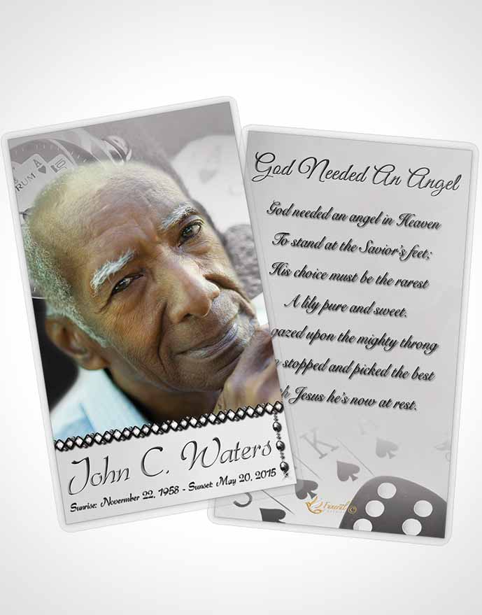 Funeral Prayer Card Template Black and White Aces