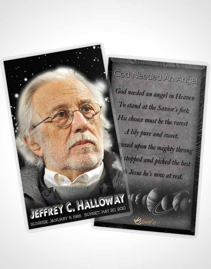 Funeral Prayer Card Template Black and White Astronomers Sky