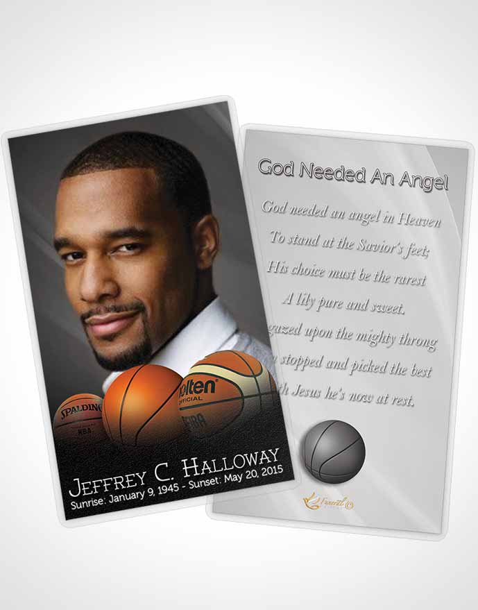 Funeral Prayer Card Template Black and White Basketball Lover Light