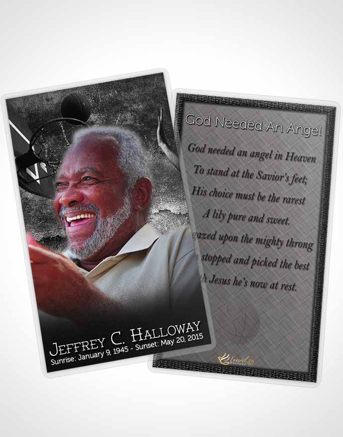 Funeral Prayer Card Template Black and White Basketball Star