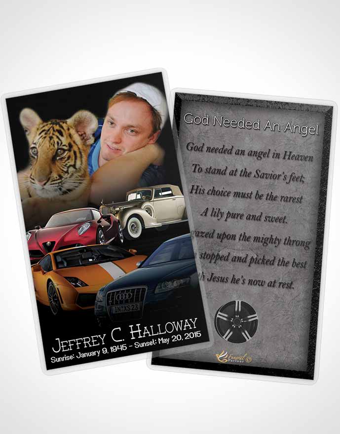 Funeral Prayer Card Template Black and White Car Enthusiast