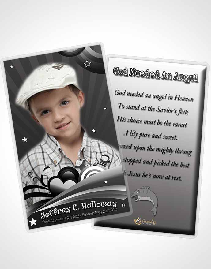 Funeral Prayer Card Template Black and White Childs Journey