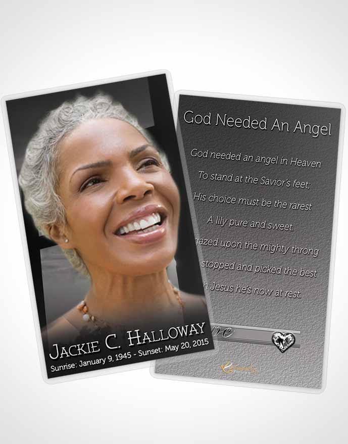 Funeral Prayer Card Template Black and White Cross in the Sky