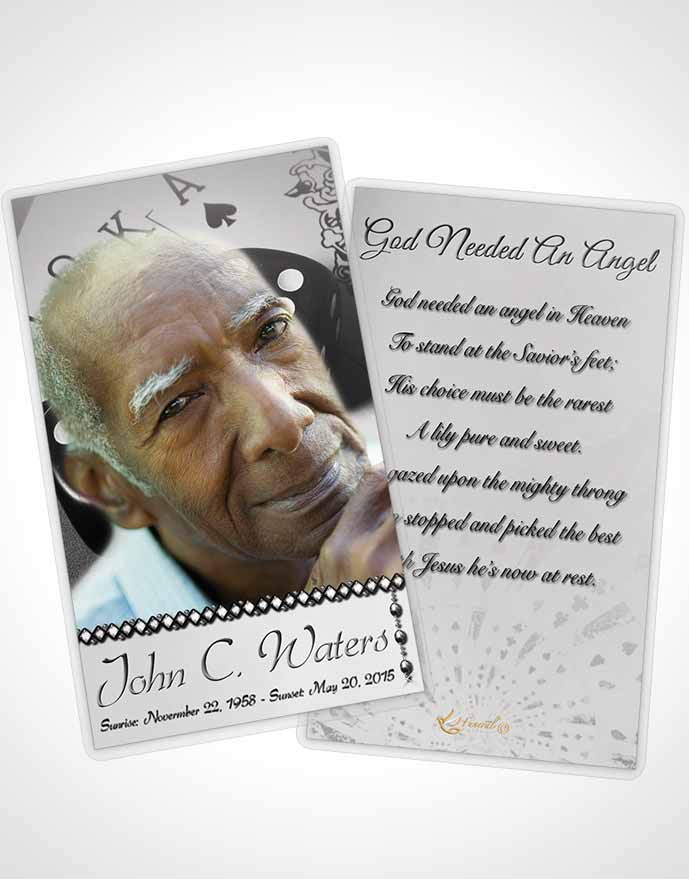 Funeral Prayer Card Template Black and White Double Down