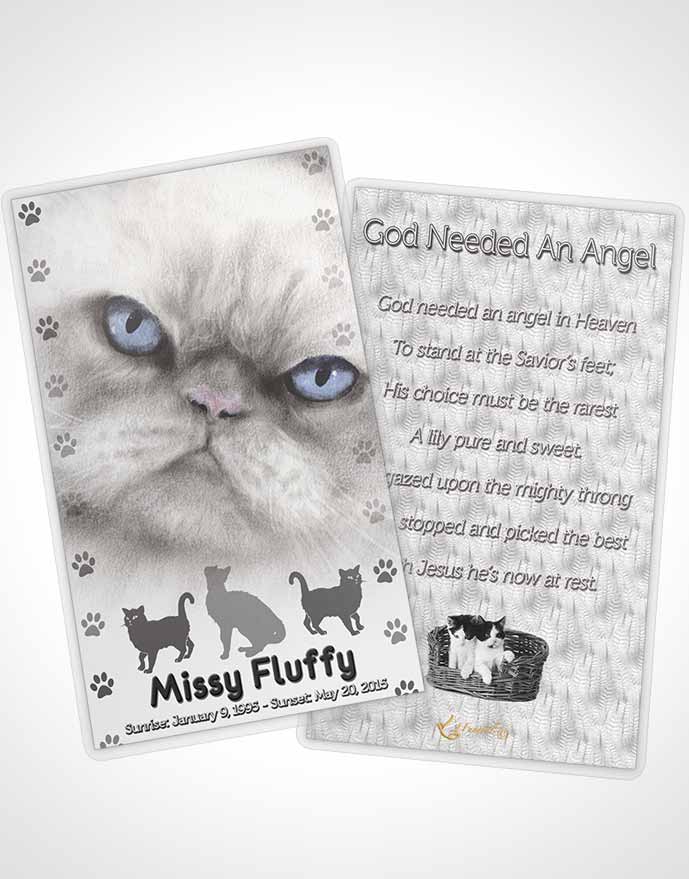 Funeral Thank You Card Template Black and White Fluffy Cat