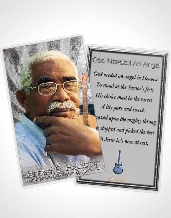 Funeral Prayer Card Template Black and White Musician