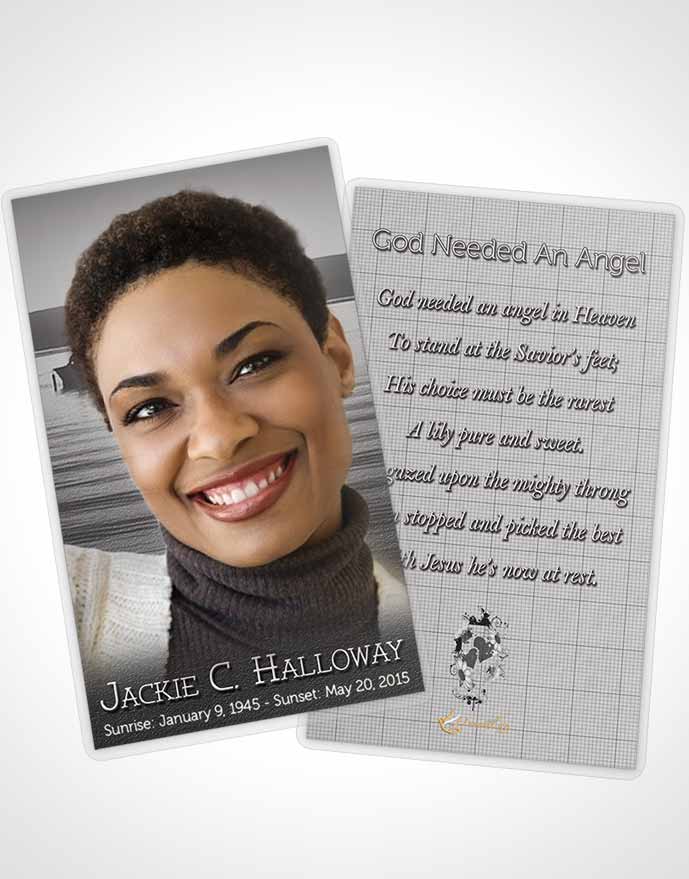 Funeral Prayer Card Template Black and White Ocean Sunset