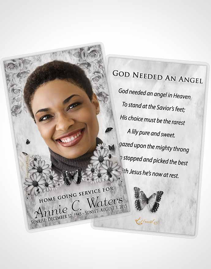 Funeral Prayer Card Template Black and White Sunny Sunflowers