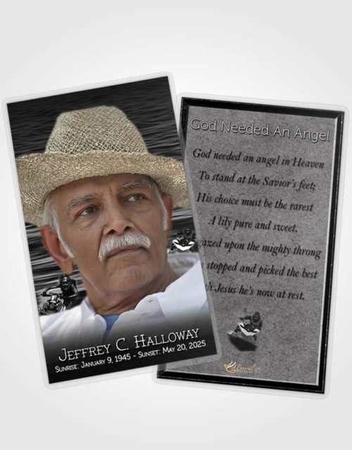 Funeral Prayer Card Template Black and White Water Sports