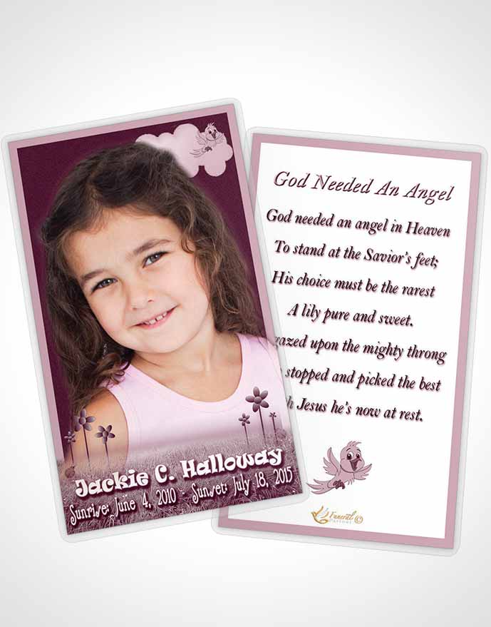 Funeral Prayer Card Template Blossoming Rose Childs Dream
