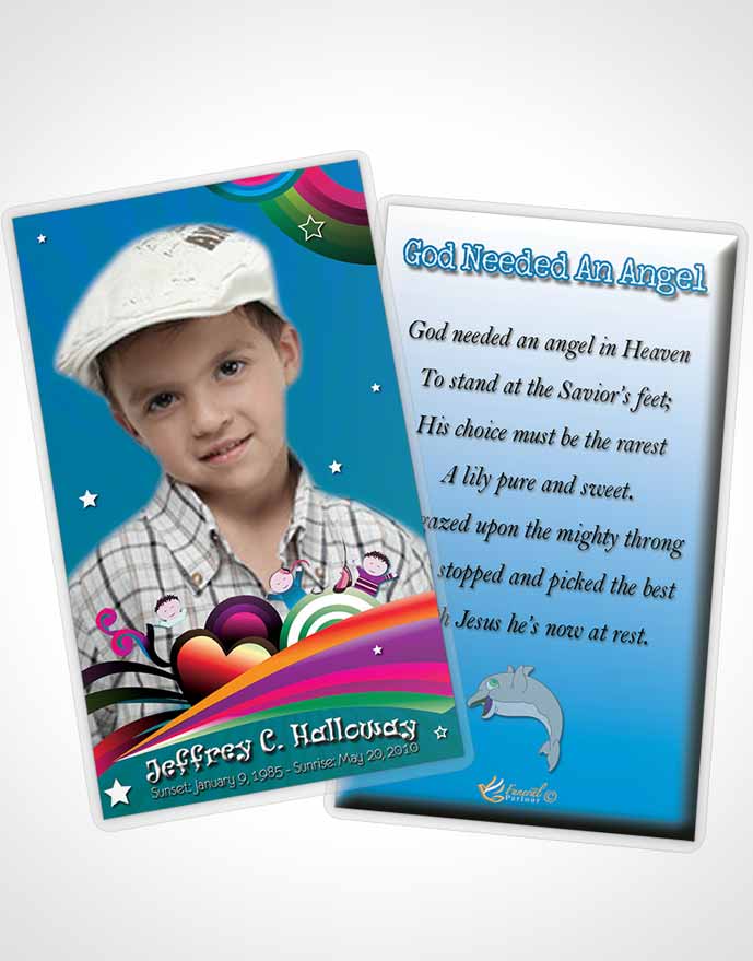Funeral Prayer Card Template Blue Angel Childs Journey