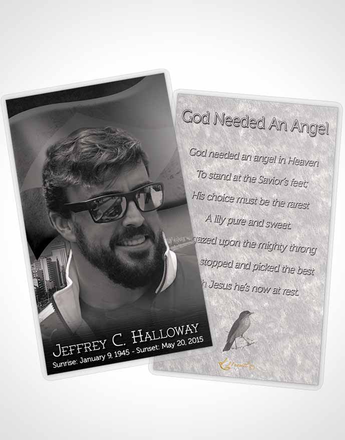 Funeral Prayer Card Template Brazilian Black and White Bliss