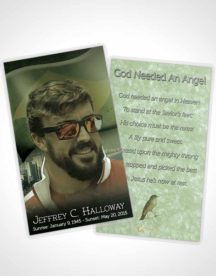 Funeral Prayer Card Template Brazilian Emerald Bliss