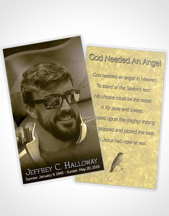 Funeral Prayer Card Template Brazilian Golden Bliss