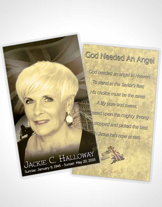 Funeral Prayer Card Template British Golden Pride