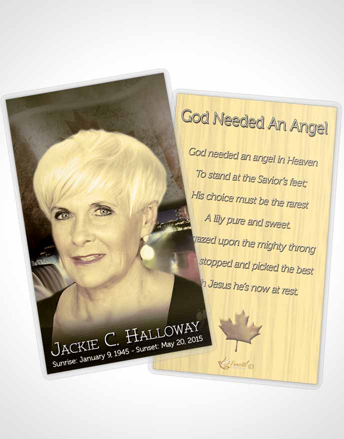 Funeral Prayer Card Template Canadian Golden Glow