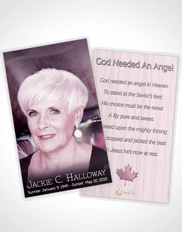 Funeral Prayer Card Template Canadian Lavender Glow