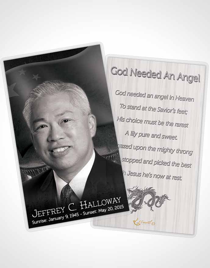 Funeral Prayer Card Template Chinese Black and White Mist