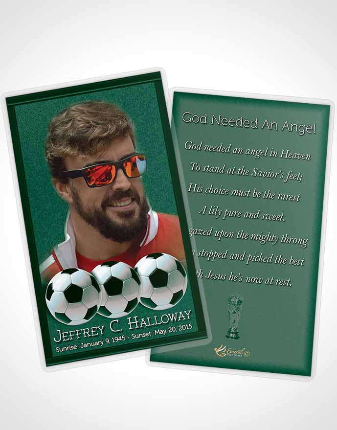 Funeral Prayer Card Template Coral Reef Soccer Star