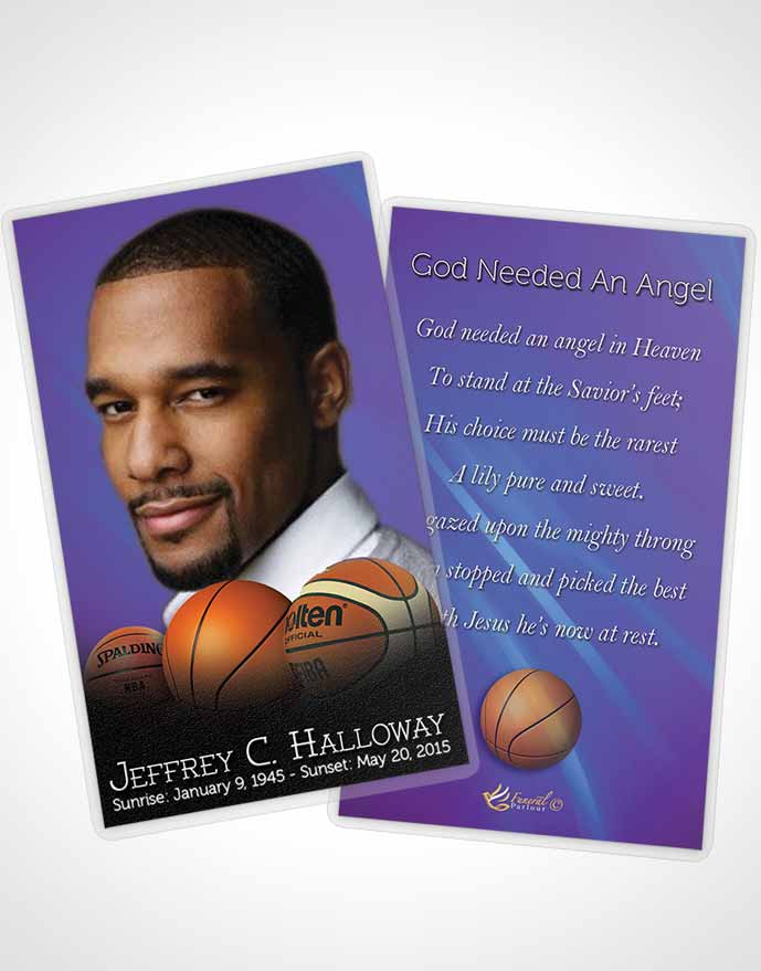 Funeral Prayer Card Template Deep Ocean Basketball Lover Dark