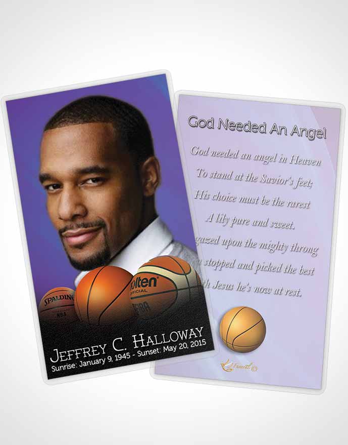 Funeral Prayer Card Template Deep Ocean Basketball Lover Light