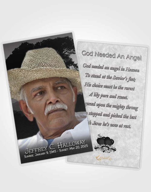 Funeral Prayer Card Template Distant Black and White Horizon