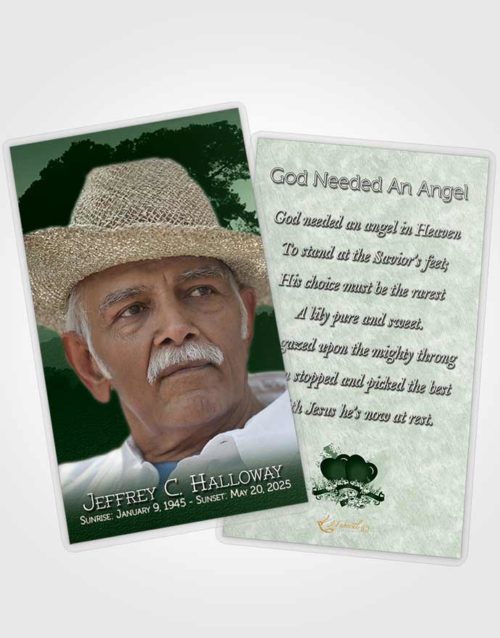 Funeral Prayer Card Template Distant Emerald Horizon
