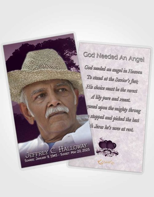 Funeral Prayer Card Template Distant Lavender Horizon