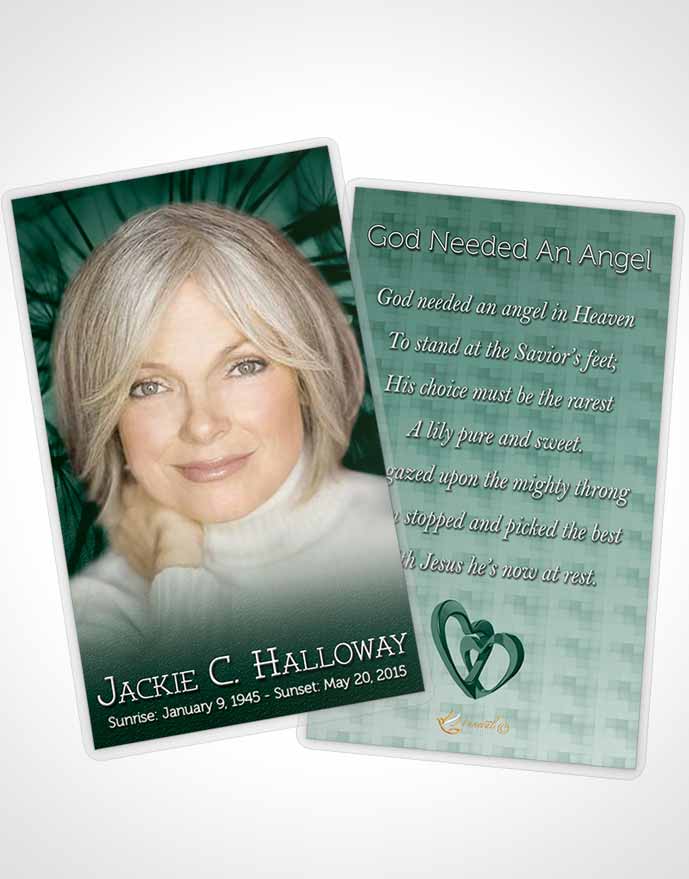 Funeral Prayer Card Template Emerald Dandelion Heaven