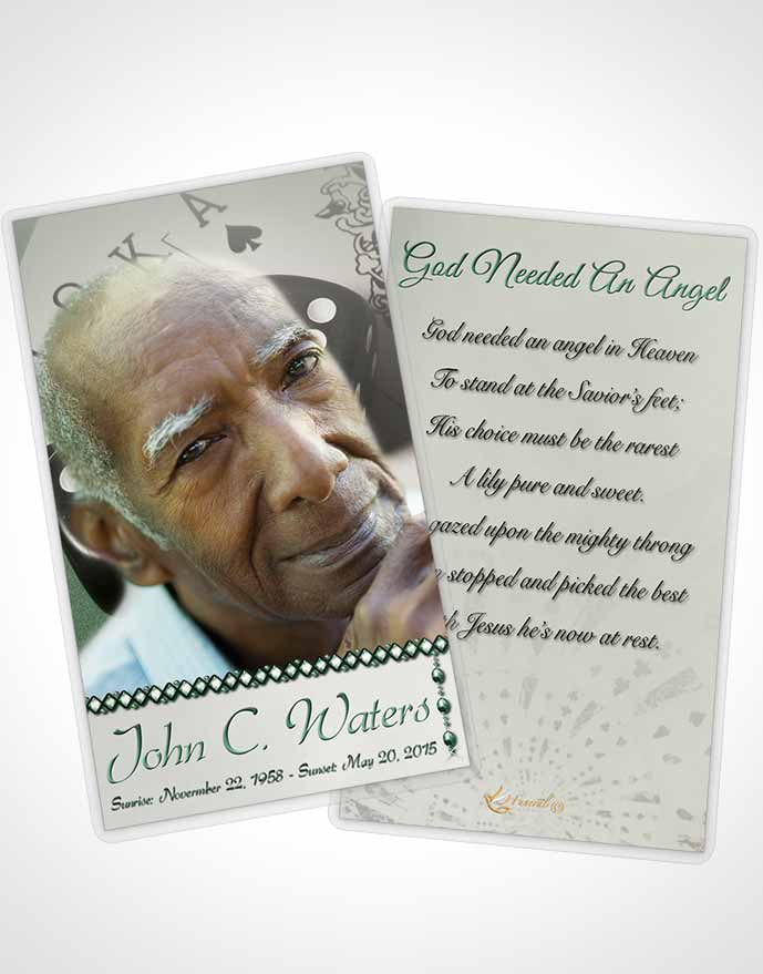 Funeral Prayer Card Template Emerald Double Down
