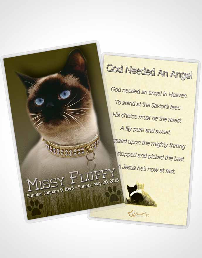 Funeral Thank You Card Template Emerald Fluffy Kitty