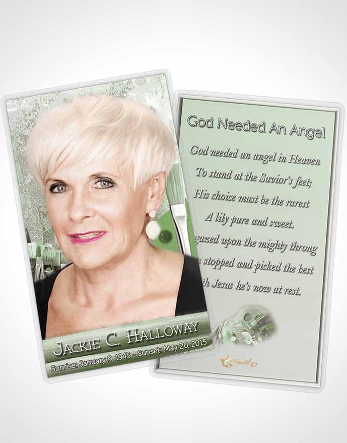 Funeral Prayer Card Template Emerald Glow Painters Paradise