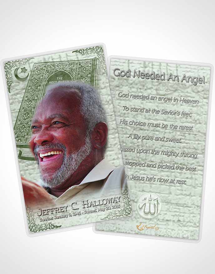 Funeral Prayer Card Template Emerald Islamic Blissful Faith