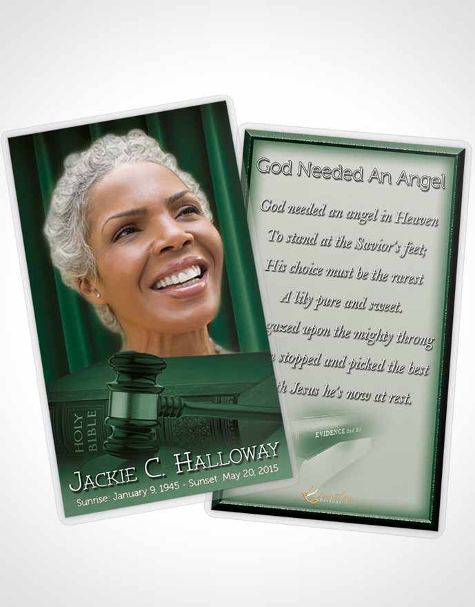 Funeral Prayer Card Template Emerald Judge Justice