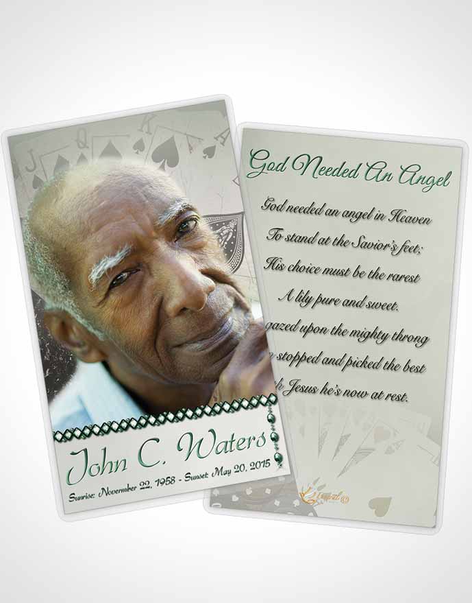 Funeral Prayer Card Template Emerald King of Hands