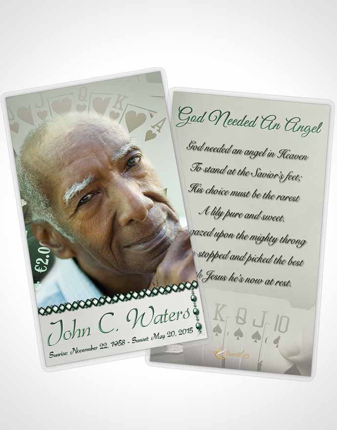 Funeral Prayer Card Template Emerald Royal Flush