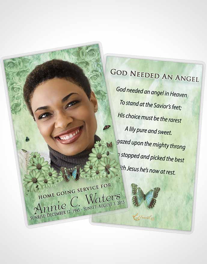 Funeral Prayer Card Template Emerald Sunny Sunflowers