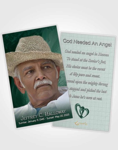 Funeral Prayer Card Template Emerald Tulip Garden