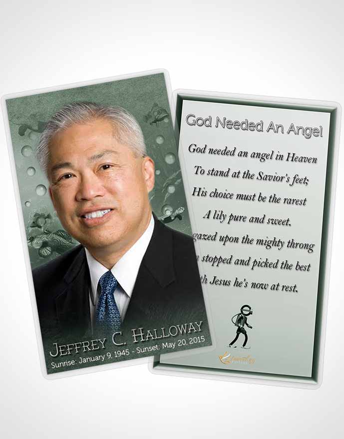 Funeral Prayer Card Template Emerald Water Lover