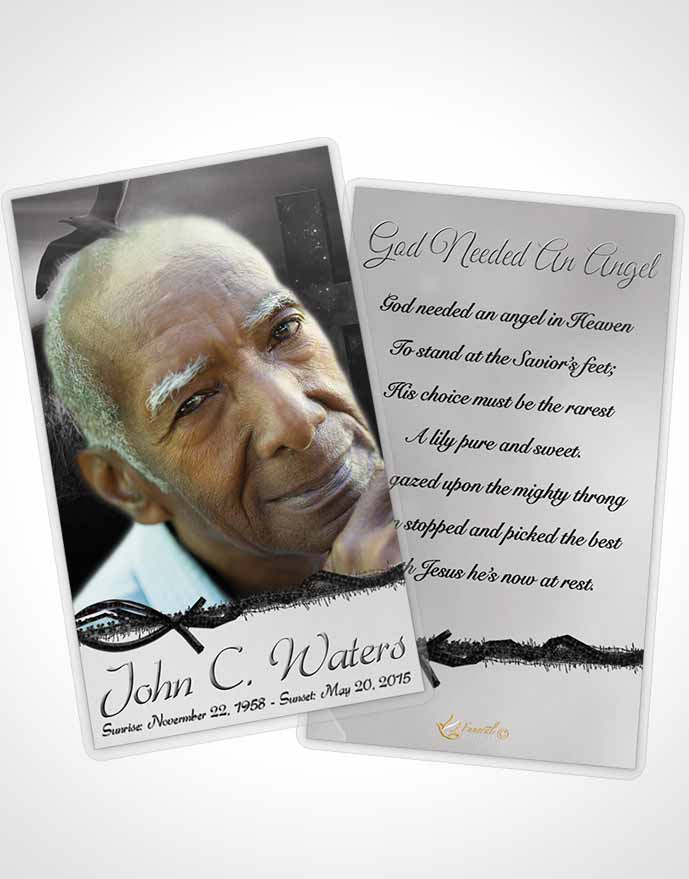 Funeral Prayer Card Template Evening Cross Black and White