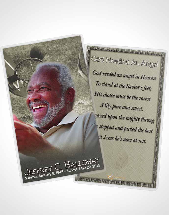 Funeral Prayer Card Template Fall Basketball Star